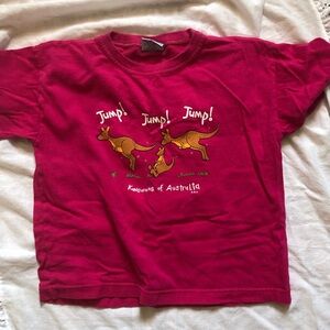 Vintage Pink Graphic Crop Top with Kangaroo Print